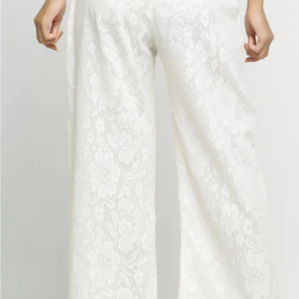 New Anatomie White Sheer Lace Wide-Leg beach  Pants - Picture 10 of 10